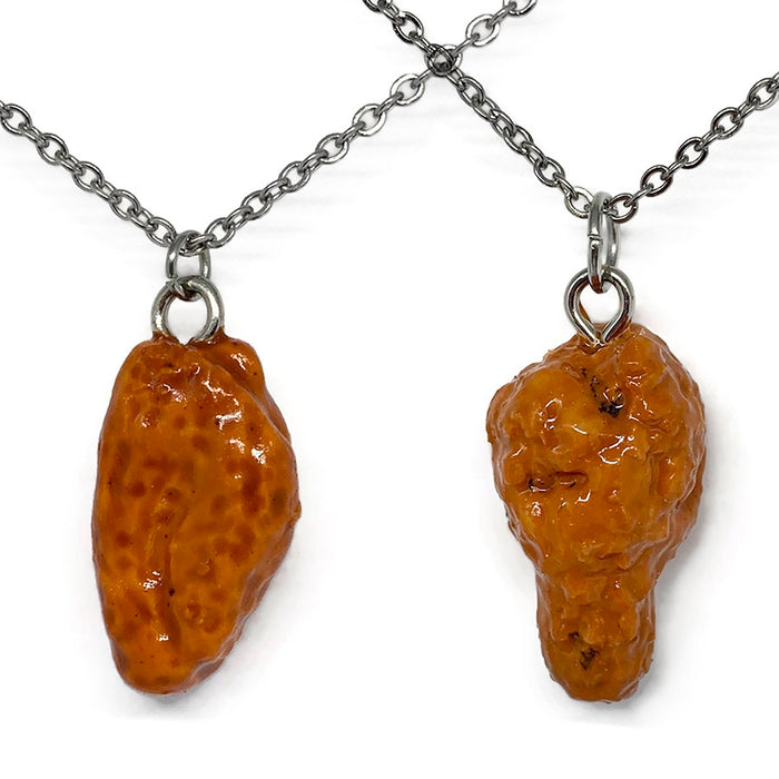 BFF Set: Buffalo Chicken Wing Necklaces Flat and Drummette