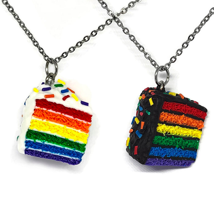 BFF Set: TWO Rainbow Cake Necklaces Vanilla and Chocolate