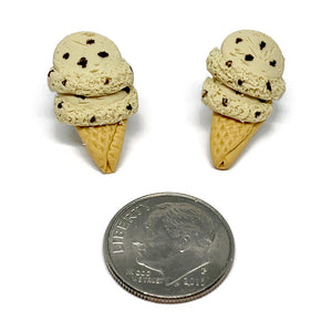 Chocolate Chip Ice Cream Cone Stud Earrings