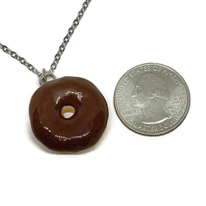 Chocolate Frosted Donut Necklace