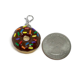 Chocolate Frosted Donut with Sprinkles Charm