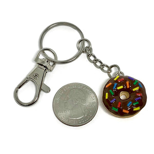 Chocolate Frosted Donut with Sprinkles Keychain
