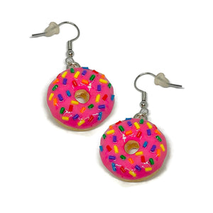 Pink Donut Dangle Earrings