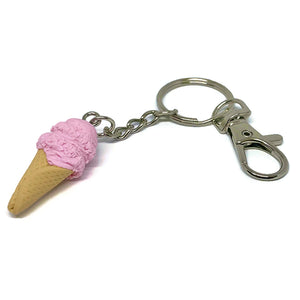 Strawberry Ice Cream Cone Keychain