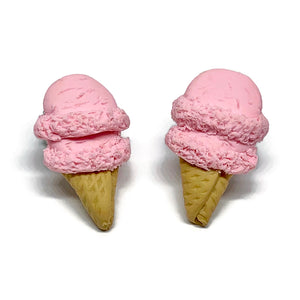 Strawberry Ice Cream Cone Stud Earrings