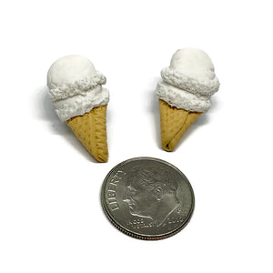 Vanilla Ice Cream Cone Stud Earrings