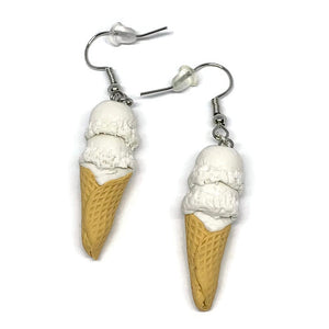 Vanilla Ice Cream Cone Dangle Earrings